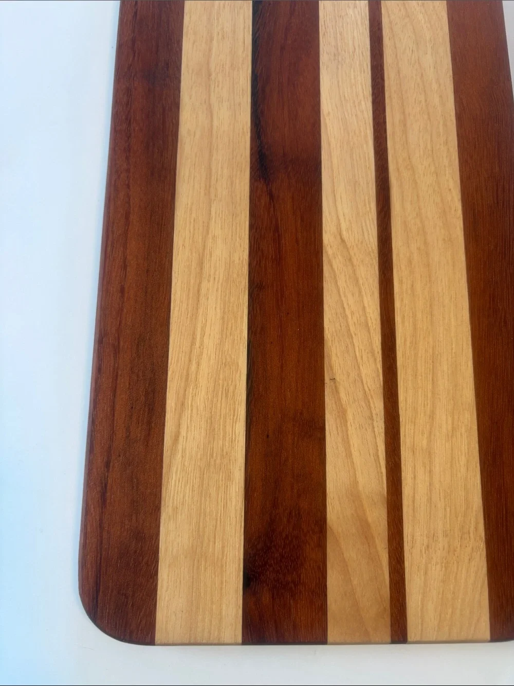 Striped Two-Tone Wood Cutting & Serving Board - Brown/Cream Handmade Tiger Wood